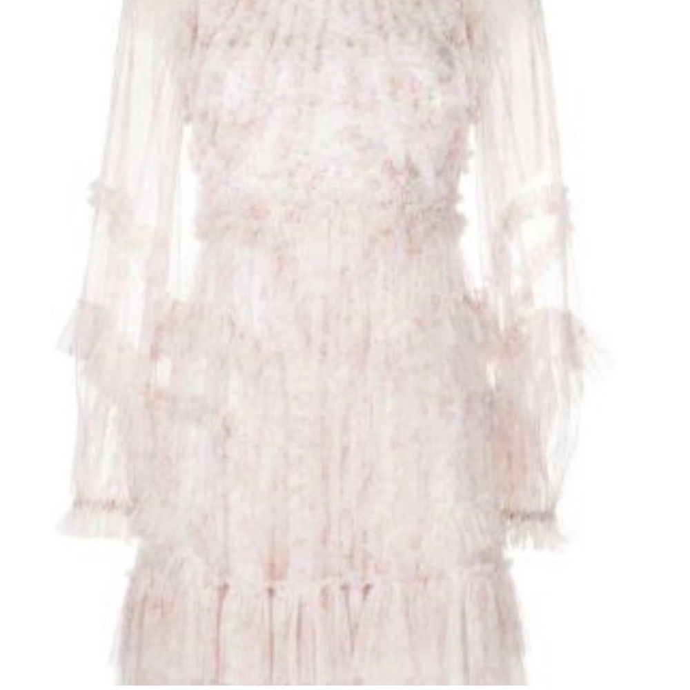 Needle & Thread Pink Floral Ruffled Mini Dress - Picture 4 of 7